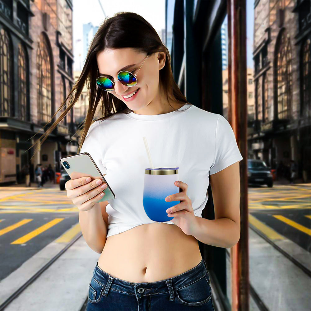 Gradient Blue Wine Tumbler